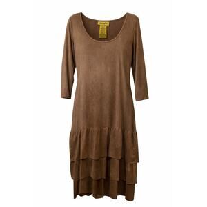 Wrangler Brown Western Faux Suede Tiered Midi Dress | Women’s Size Large